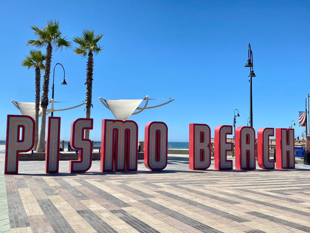 View of the Pismo Beach Sign in Pismo Beach