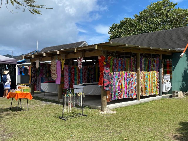Artisan items for sale at the Punanga Nui Market in Avarua Town, Rarotonga.
