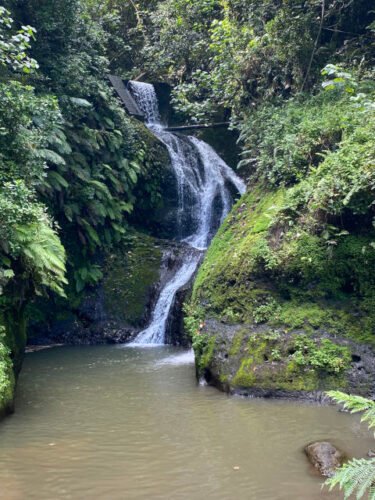 View of Wigmore Waterfall, also known as Papua Waterfall, in Rarotonga, Cook Islands