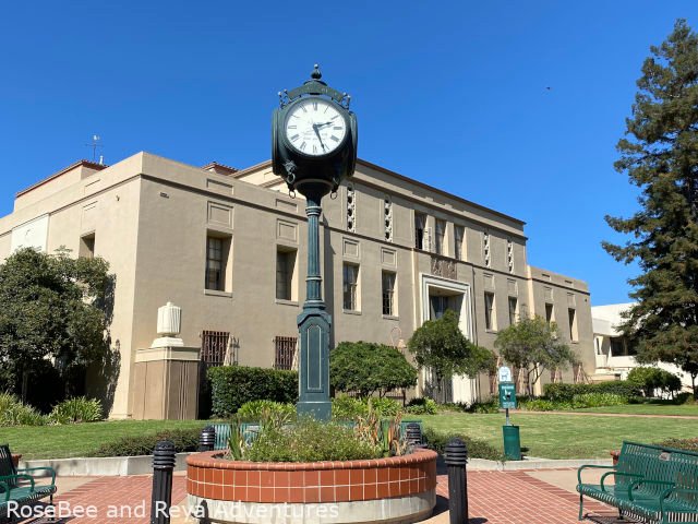 View of clock in downtown San Luis Obispo