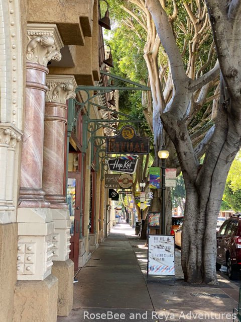 View of shops in downtown San Luis Obispo