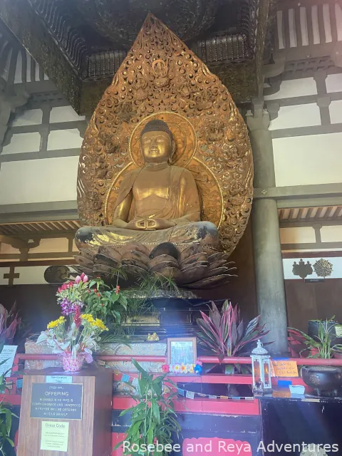 The Amidda Buddha inside of the Byodo-In Temple in Oahu.