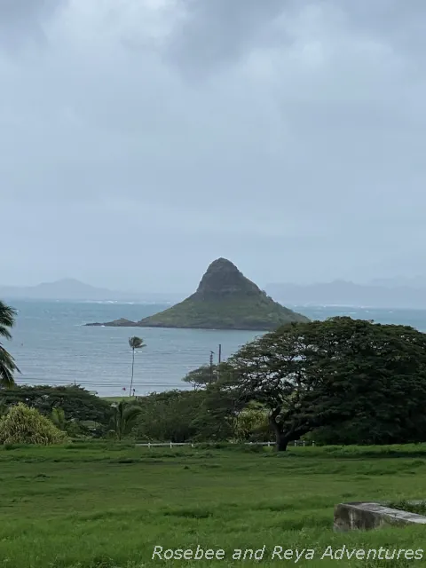 Picture of Mokoli'i Island, otherwise known as Chinaman's Hat. This is part of the view you have at Kualoa Ranch's wedding venue.