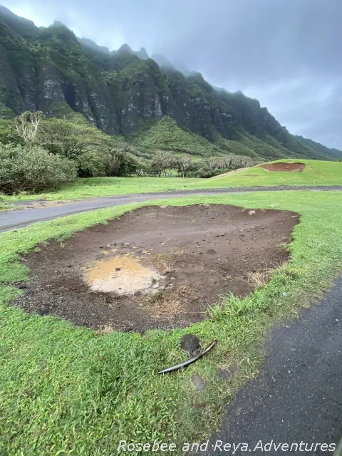 Picture of Godzilla's footprints in the Kualoa Ranch Valley