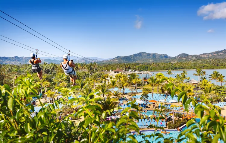 Zipline over the pool area at Amber Cove