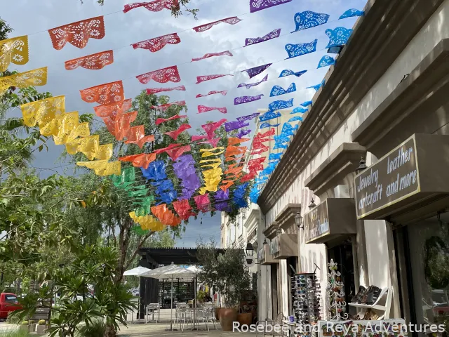 Colorful flags near the town square in San Jose del Cabo