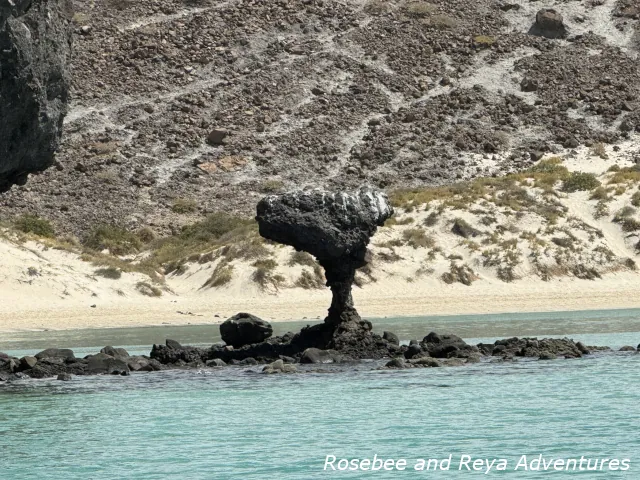 Picture of the well known rock formation in Balandra Bay called Mushroom Rock.