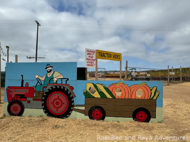 View of the tractor rides attraction at the Carlsbad Strawberry Company
