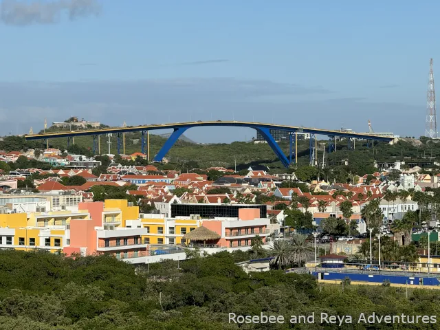 View of Queen Juliana Bridge in Willemstad Curacao