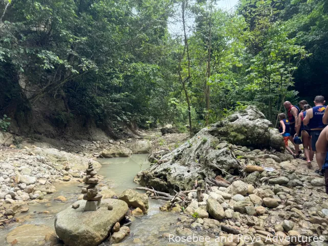 The rocky riverbed of the Damajagua River