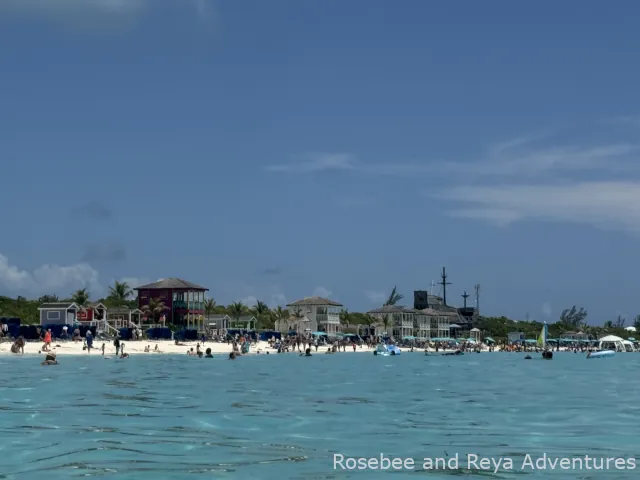 View of cabanas and beach villas on Half Moon Cay