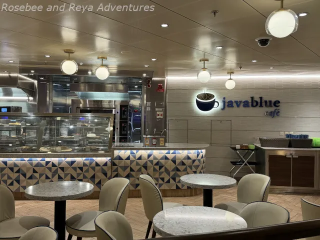 Picture of the JavaBlue cafe on the Carnival Celebration, which is the coffee shop onboard the ship