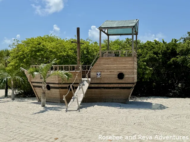 Pirate ship on the kid's playground on Half Moon Cay