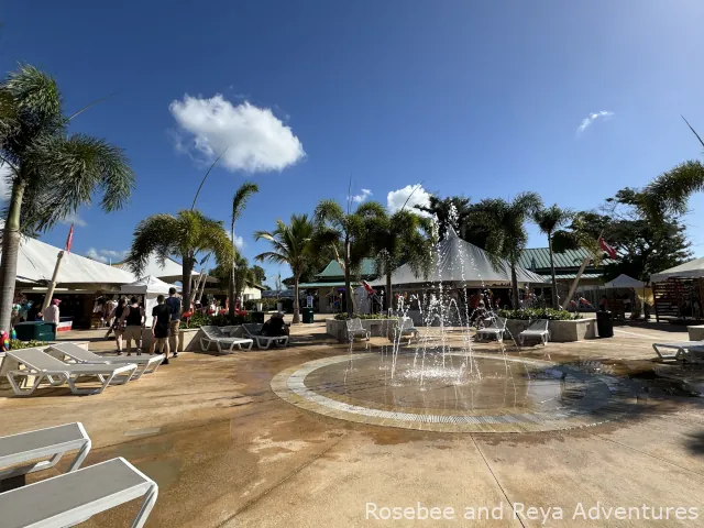 View of the splash fountain at La Romana Cruise Port