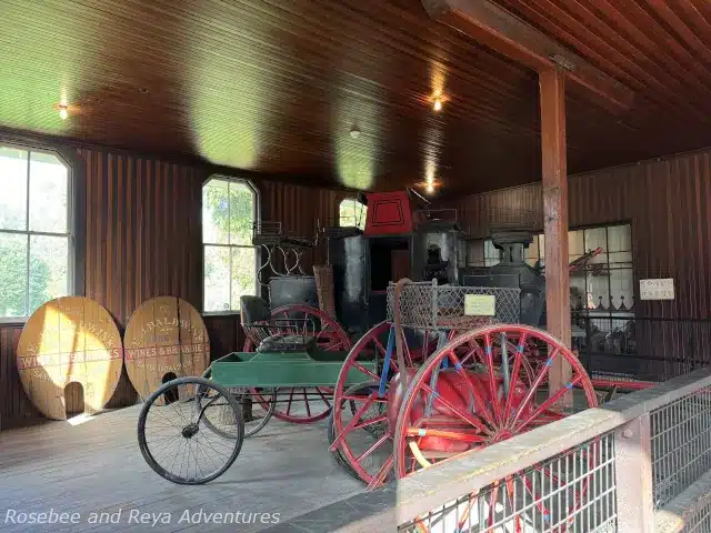 Picture of Lucky Baldwin's carriage in the Coach Barn at the LA Arboretum