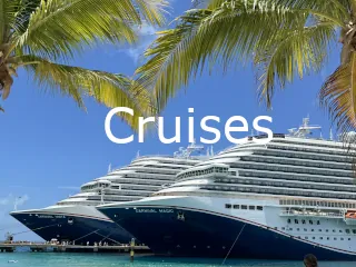 View of two Carnival cruise ships docked in Grand Turk