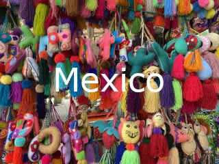 Colorful Mexican artisan products from a vendor stand