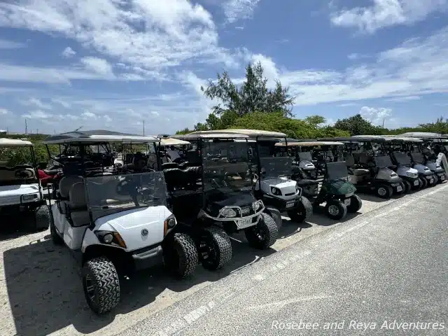 View of golf carts at Grand Turk Cruse Center