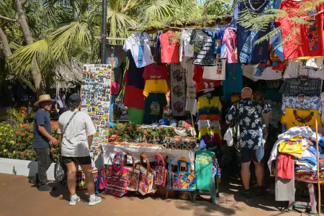 Vendor stall selling Guatemalan artisan products at Puerto Quetzal Cruise Port