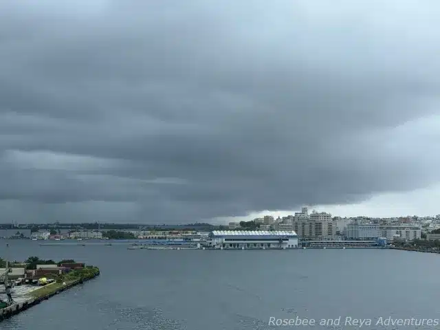 Picture taken from Rhapsody of the Seas docked at the Pan American Pier looking out at the San Juan Cruise Port across the way in Old San Juan.