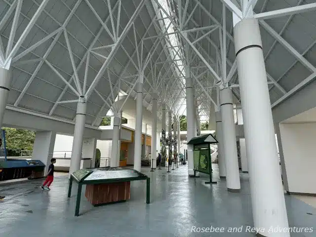 Picture from inside El Portal de El Yunque Visitor Center looking towards the information desk