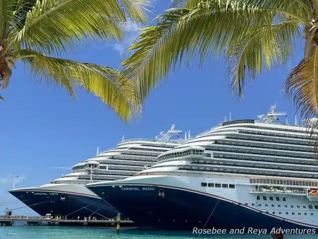 Carnival Magic and Carnival Vista at the Grand Turk Cruise Port.