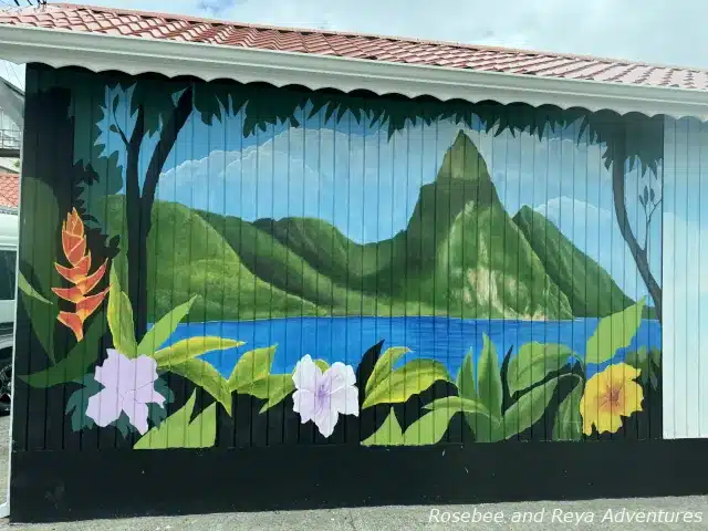 Mural of the Pitons in Castries, St. Lucia