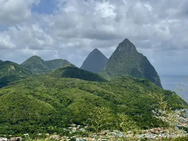View of the Pitons in St. Lucia