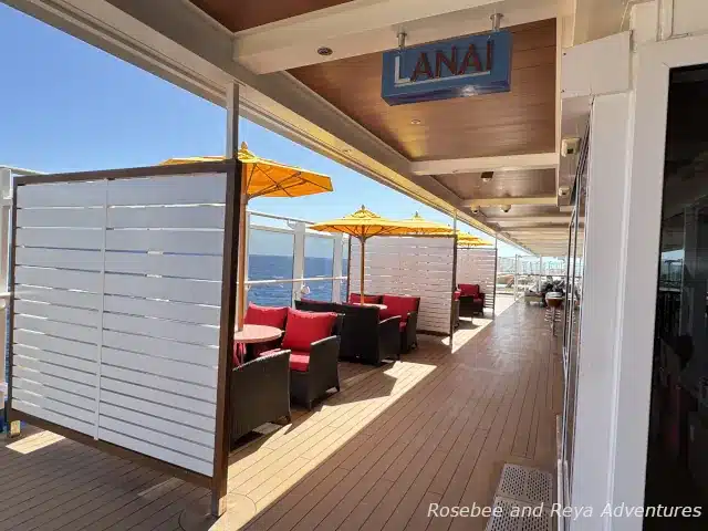 Outdoor Lanai on the Carnival Panorama